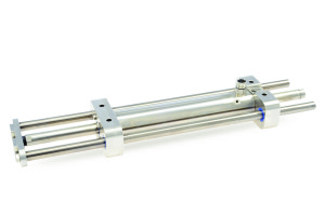 Stainless steel linear guides for use with stainless steel linear motors to withstand aggressive liquids and foam cleaners